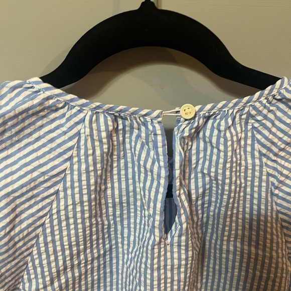 Crewcuts Blue and White seersucker size 12 girls Striped Blouse - Picture 4 of 5